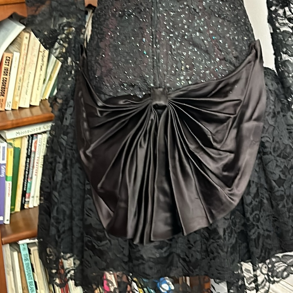 Vintage Black Sequin & Lace Cocktail Dress 4 - Picture 8 of 11